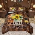 thumbnail image 1 of Homewish Rustic Cowboys Boots Bedding Comforter Set,Beautiful Flower Sunflower Twin Comforter Sets,Old Barn Door Bedding Set For Boys,Super Cozy Room Decor Reversible,2-Piece, 1 of 8