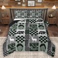 thumbnail image 1 of Homewish Rustic Deer Bear Queen Comforter Set for Adult, Hunting and Fishing Bedding Sets, Vintage Grey Green Buffalo Reversible Bedding Comforter Set, Super Cozy Room Decor, 3 Pieces, 1 of 8