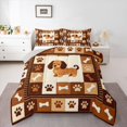 thumbnail image 1 of Homewish Rustic Dog Plaid Queen Comforter Set,Paws Bone Comforter Sets Queen,Brown,Light Gray Reversible,3-Piece,1 Comforter and 2 Pillowcases, 1 of 7