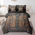 thumbnail image 1 of Homewish Rustic Farmhouse Cabin 7-Piece King Bedding Set - Old Barn Door Black Brown, 1 of 8