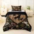 thumbnail image 1 of Homewish Rustic Farmhouse Cabin Twin Comforter Sets,Retro Dog Duck Bedding Set,Brown,Black Reversible,2 Pieces,1 Comforter and 1 Pillowcase, 1 of 7