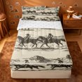thumbnail image 1 of Homewish Rustic Farmhouse Cowboy Zipper Twin Comforter Sets with Fitted Sheet and 2 Pillowcases,Sketch Style Zipper Bedding Set,Reversible,4pcs, 1 of 7
