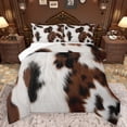 thumbnail image 1 of Homewish Rustic Farmhouse Cowhide Queen Comforter Set,Country Cattle Print Bedding Sets,White Brown Bedding Comforter Set For Bots Kids,Microfiber Bedroom Decor Reversible,3 Pieces, 1 of 8