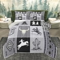 thumbnail image 1 of Homewish Rustic Farmhouse Teens Full Size Comforter Sets, Western Cactus Plant Bedding Comforter Set, Grey Aztec Abstract Reversible Bedding Sets, Lightweight Room Decor, 3pcs, 1 of 8