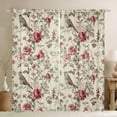 thumbnail image 1 of Homewish Rustic Flower Black Out Curtains,Wild Bird Curtains Pack of 2 (42x63 Each),Pink Beige Bedroom Curtains For Kids,Luxury Bedroom Decor, 1 of 6