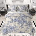 thumbnail image 1 of Homewish Rustic Flower Floral 7pcs Bedding Comforter Set,Countryside Theme Queen Bedding Sets,Blue Gray Queen Sheet Sets For Adults,Microfiber Bedroom Decor Reversible, 1 of 8
