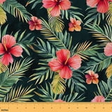Image showcasing Homewish Rustic Flower Floral Fabric by the Yard 2 Yard,Monstera Plam ...