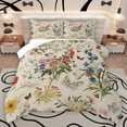 thumbnail image 1 of Homewish Rustic Flower Floral Queen Comforter Set,Boho Moth Butterfly Bedding Sets,Beige Green Bedding Comforter Set For Girls,Luxury Bedroom Decor Reversible,3pcs, 1 of 8
