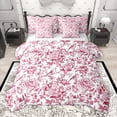 thumbnail image 1 of Homewish Rustic Flower Leaves 7 Pieces Bedding Comforter Set,Country Floral Full Bedding Set,Pink White Fitted Sheet Flat Sheet For Girls,Microfiber Bedroom Decor Reversible, 1 of 8