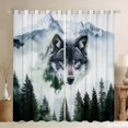 thumbnail image 1 of Homewish Rustic Grey Wolf Black Out Curtains, Pine Tree Plant Curtains Pack of 2 (42x63 Each), Teens Kids Boys Girls Bedroom Curtains, Blackout Curtains Room Decor, 1 of 6