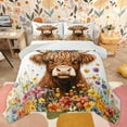 thumbnail image 1 of Homewish Rustic Highland Bull Bedding Comforter Set, Groovy Daisy Flower Twin Comforter Sets, Teens Kids Boys Girls Reversible Bedding Set, Breathable Home Decor, 2-Piece, 1 of 8
