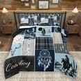 thumbnail image 1 of Homewish Rustic Horse Animal Bedding Comforter Set, Hippie Sheep Skeleton Twin Comforter Sets, Southwestern Reversible Bedding Set, Grey Blue Lightweight Room Decor, 2-Piece, 1 of 8