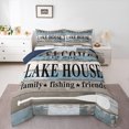 thumbnail image 1 of Homewish Rustic Lake House Queen Comforter Set for Teen, Vintage Boat Paddle Bedding Sets, Grey Blue Wooden Plank Reversible Bedding Comforter Set, Breathable Home Decor, 3pcs, 1 of 8