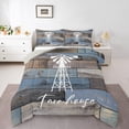 thumbnail image 1 of Homewish Rustic Lodge Cabin Bedding Comforter Set for Men, Vintage Old Barn Door Twin Comforter Sets, Blue Farm House Reversible Bedding Set, Breathable Home Decor, 2pcs, 1 of 8