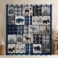 thumbnail image 1 of Homewish Rustic Lodge Cabin Curtains Pack of 2 (42x84 Each), Deer Wolf Bear Animal Curtains Blackout, Blue Checkered Buffalo Bedroom Curtains, Window Curtains Home Decor, 1 of 5