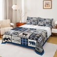 thumbnail image 1 of Homewish Rustic Lodge Cabin Queen Sheet Sets, Deer Wolf Bear Animal Flat Sheet, Blue Checkered Buffalo Queen Fitted Sheet, Breathable Home Decor, 4pcs, 1 of 7
