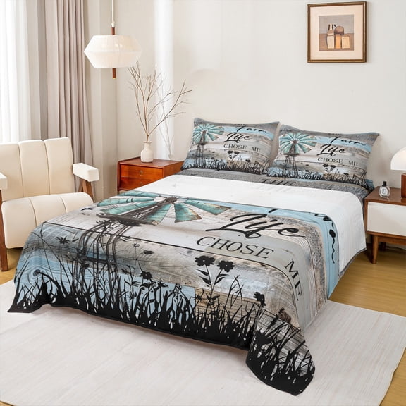 Homewish Rustic Lodge Cabin Twin Sheet Sets for Men, Vintage Old Barn Door Twin Fitted Sheet, Farm Life Flat Sheet, Microfiber Bedroom Decor, 3 Pieces