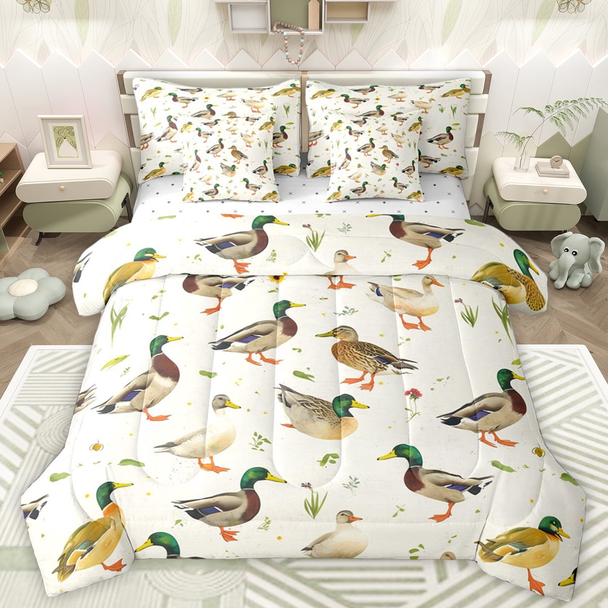 Homewish Rustic Mallard Duck 7pcs Bedding Comforter Set,Country ...