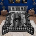 thumbnail image 1 of Homewish Rustic Moose Deer Bedding Comforter Set for Adult, Grey Wooden Plank Twin Comforter Sets, Vintage Checkered Buffalo Reversible Bedding Set, Breathable Home Decor, 2-Piece, 1 of 8