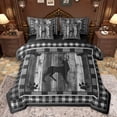 thumbnail image 1 of Homewish Rustic Moose Deer Twin Bedding Sets 7-Piece for Adult, Grey Wooden Plank Bedding Comforter Set, Vintage Checkered Buffalo Reversible Sheet Sets, Breathable Home Decor, 1 of 8