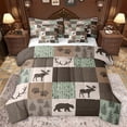 thumbnail image 1 of Homewish Rustic Pine Tree 7pcs Bedding Comforter Set,Jungle Wildlife Bear Moose Queen Bedding Sets,Brown Green Queen Sheet Sets For Kids,Microfiber Bedroom Decor Reversible, 1 of 8