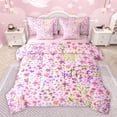 thumbnail image 1 of Homewish Rustic Pink Flower Twin Bedding Sets 7-Piece for Kids, Fashion Cherry Blossoms Bedding Comforter Set, Oil Printing Floral Reversible Sheet Sets, Lightweight Room Decor, 1 of 7