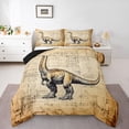 thumbnail image 1 of Homewish Rustic Sketch Dino Full Size Comforter Sets,Jungle Wildlife Bedding Comforter Set,Brown,Black Reversible,3-Piece,1 Comforter and 2 Pillowcases, 1 of 7