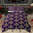 thumbnail image 1 of Homewish Rustic Victorian Flower Queen Comforter Set,Baroque Pattern Bedding Sets,Gold Damask Print Bedding Comforter Set For Adult,Luxury Bedroom Decor Reversible,3-Piece, 1 of 8