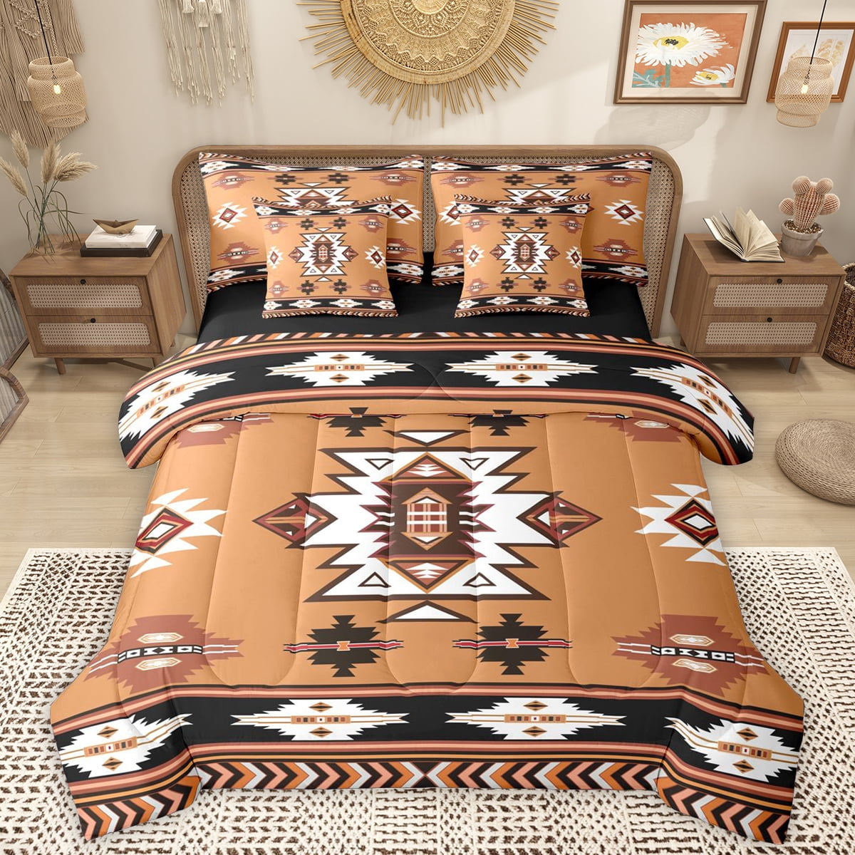 Homewish Rustic Western Aztec 7-Piece Bedding Comforter Set,Ancient ...