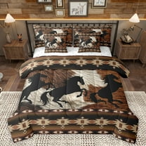 Homewish Rustic Western Cowboy 7-Piece Twin Bedding Sets,Country Cattle Hide Bedding Comforter Set,Retro Bohemain Aztec Sheet Sets For Boys Teens,Microfiber Bedroom Decor Reversible
