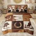 thumbnail image 1 of Homewish Rustic Western Cowboy 7pcs Bedding Comforter Set,Retro Cattle Hide Queen Bedding Sets,Country Horseshoe Cowboy Boots Queen Sheet Sets For Girl Boys,Ultra Soft Home Decor Reversible, 1 of 9