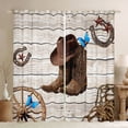 thumbnail image 1 of Homewish Rustic Western Cowboy Black Out Curtains,Brown Boots Horseshoe Curtains Pack of 2 (42x63 Each),Country Farmhouse Lodge Bedroom Curtains For Bots Kids,Microfiber Bedroom Decor, 1 of 6