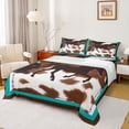 thumbnail image 1 of Homewish Rustic Western Cowboy Twin Sheet Sets,Farmhouse Horse Cowhide Twin Fitted Sheet,Brown Cyan Flat Sheet For Boys Kids,Breathable Home Decor,3-Piece, 1 of 7