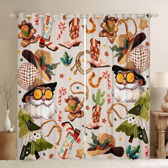 Homewish Xmas Gnome Cowgirl 42x84 2-Pack Microfiber Unisex Blackout Curtains