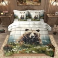 thumbnail image 1 of Homewish Safari Bear 7pcs Bedding Comforter Set For Female Men Adults,Lodge Cabin Queen Bedding Sets Super Cozy,Floral Flower Animal Queen Sheet Sets,Lightweight Room Decor,Reversible, 1 of 8