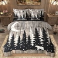 thumbnail image 1 of Homewish Safari Bear Bedding Comforter Set 7 Pieces for Female Men Adults,Woodland Animal Full Bedding Set Lightweight,Black Brown Fitted Sheet Flat Sheet,Ultra Soft Home Decor,Reversible, 1 of 8
