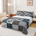 thumbnail image 1 of Homewish Safari Bear Deer Bed Sheets,Jungle Animal King Sheets,Gray Blue Plaid Sheet Set For Teens,Ultra Soft Home Decor,4-Piece, 1 of 7