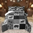 thumbnail image 1 of Homewish Safari Bear Deer Bedding Comforter Set,Jungle Animal Twin Comforter Sets,Gray White Plaid Bedding Set For Teens,Ultra Soft Home Decor Reversible,2 Pieces, 1 of 8