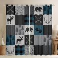 thumbnail image 1 of Homewish Safari Bear Deer Curtains Pack of 2 (42x84 Each),Jungle Animal Curtains Blackout,Gray Blue Plaid Bedroom Curtains For Teens,Ultra Soft Home Decor, 1 of 6