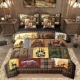 thumbnail image 1 of Homewish Safari Deer Bear 7-Piece Bedding Comforter Set For Female Men Adults,Animal Wildlife Hunting King Bedding Sets,Geometric Plaid Grid Ultra Soft Bed Sheets,Lightweight Room Decor,Reversible, 1 of 8