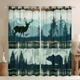 thumbnail image 1 of Homewish Safari Deer Bear Blackout Curtains Set of 2 (52x84 Each),Graffiti Plaid Grid Window Curtains,Green Blue Curtains and Drapes For Boys Teens,Super Cozy Room Decor, 1 of 6