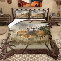 Homewish Safari Deer Bedding Comforter Set 2pcs for Teens,Jungle Wildlife Twin Comforter Sets Microfiber,Retro Tree Branches Breathable Bedding Set,Luxury Bedroom Decor