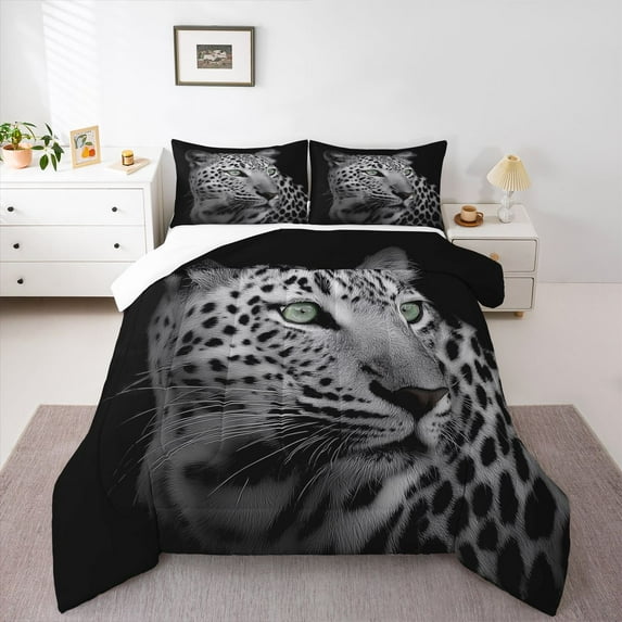 Homewish Safari Leopard Bedding Comforter Set 2pcs for Teens Boys Girls,Jungle Animal Twin Comforter Sets Microfiber,Woodland Wildlife Cheetah Breathable Bedding Set,Ultra Soft Home Decor