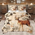 thumbnail image 1 of Homewish Safari Moose Deer 7 Pieces Bedding Comforter Set,Retro Rustic Hydrangea Full Bedding Set,Brown Beige Fitted Sheet Flat Sheet For Girl Kids,Super Cozy Room Decor Reversible, 1 of 8