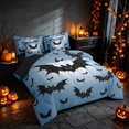 thumbnail image 1 of Homewish Scary Bat Silhouette Twin Bedding, Halloween Horror Bedding Comforter Set, Sky Blue Black, Black Reversible 7pcs, 1 of 6