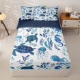 thumbnail image 1 of Homewish Sea Turtle Zipper Full Size Comforter Sets with Fitted Sheet and 2 Pillowcases for Kids, Blue Cute Octopus Zipper Bedding Set, Navy Reversible, 4pcs, 1 of 6