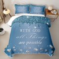 thumbnail image 1 of Homewish Sequins Diamonds Twin Quilt Set for Girls, With God All Things Are Possible Print Twin Coverlet Set, Blue, 2pcs 1 Bedspread and 1 Pillowcase, 1 of 7