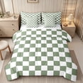 thumbnail image 1 of Homewish Simple Checkerboard King Bedding 7pcs, Modern Gingham King Bed in a Bag, Sage Green,Reversible, 1 of 7