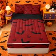 thumbnail image 1 of Homewish Simple Halloween Bat Zipper Twin Comforter Sets with Fitted Sheet and 2 Pillowcases,Tiny Bow Print Zipper Bedding Set,Red Black,Black Reversible,4 Pieces, 1 of 7