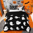 thumbnail image 1 of Homewish Simple Halloween Ghost Duvet Cover Queen,Silhouette Pattern Queen Bedding,Black White,Black Reversible,3-Piece,1 Duvet Cover and 2 Pillowcases, 1 of 6